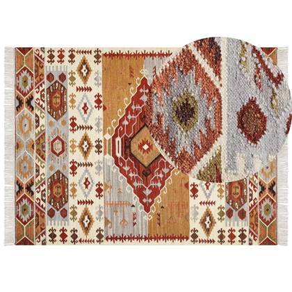 Beliani-PROSHYAN-Kelim vloerkleed-Multicolor-160 x 230 cm-Wol