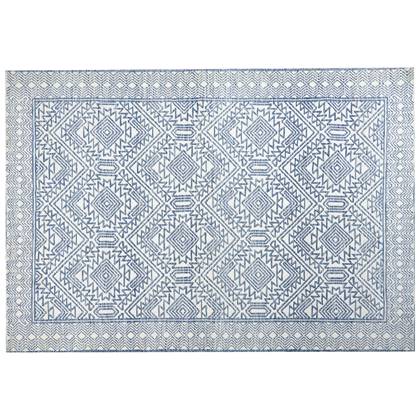 KAWAS - Vloerkleed - Blauw/Wit - 160 x 230 cm - Polyester