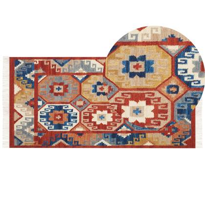 Beliani - LUSARAT - Kelim vloerkleed - Multicolor - 80 x 150 cm - Wol