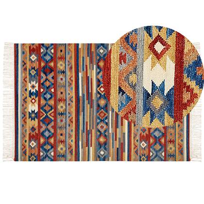 Beliani-NORAKERT-Kelim vloerkleed-Multicolor-200 x 300 cm-Wol