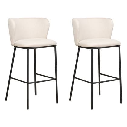 Beliani - MINA - Barkruk set van 2 - Gebroken - Polyester Wit