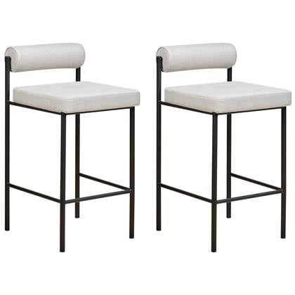 Beliani - AMAYA - Barkruk set van 2 - Licht - Polyester Grijs
