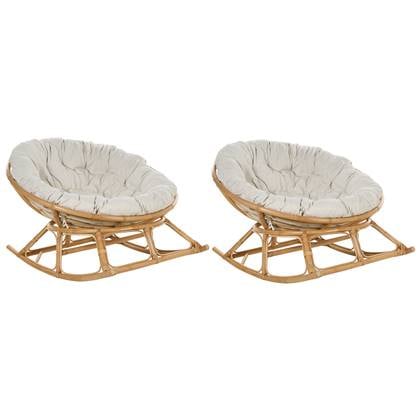 Beliani - ORVIETO - Schommelstoel set van 2 - Lichtbeige - Rotan