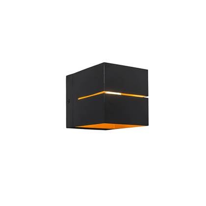 QAZQA Set van 2 wandlampen zwart met gouden binnenkant 9,7 cm - afbeelding
