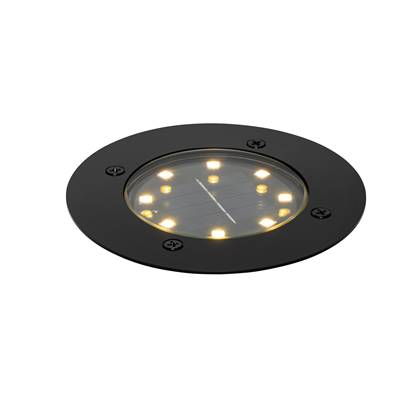 QAZQA terry - Moderne LED Grondspot met Solar | Zonne energie - 1 lichts - Ø 12 cm - Zwart - Buitenverlichting