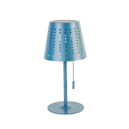 QAZQA ferre - Design LED Dimbare Tafellamp met Dimmer met Solar | Zonne energie - 1 lichts - H 30 cm - Blauw - Buitenverlichting