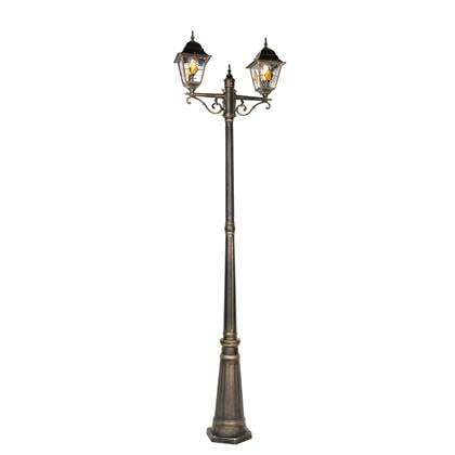 QAZQA antigua - Klassieke Staande Buitenlamp | Staande Lamp voor buiten - 2 lichts - H 240 cm - Brons - Buitenverlichting