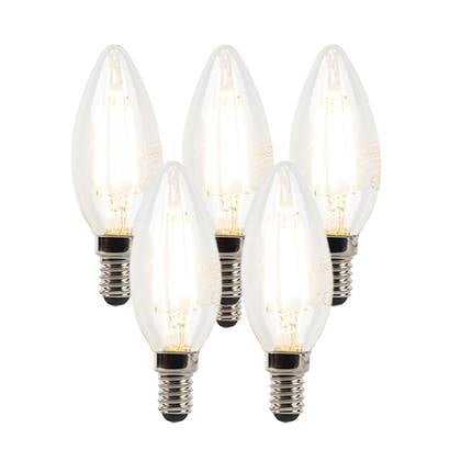 LUEDD Set van 5 E14 dimbare LED kaarslampen B35 helder 3W 250 lm 2700K