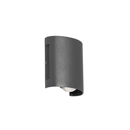 QAZQA silly - Moderne LED Wandlamp Up Down voor buiten - 2 lichts - D 4 cm - Donkergrijs - Buitenverlichting