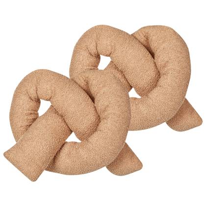 Beliani - GLADIOLUS - Knoopkussen set van 2 - Licht - Teddystof Bruin
