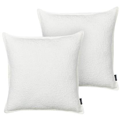 Beliani - SENECIA - Sierkussen set van 2 - Off-white - Teddystof Wit
