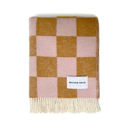 MAISON DEUX Plaid Checkerboard Terra|Pink - 130 x 200 cm