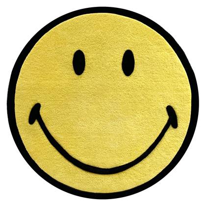 MAISON DEUX Vloerkleed Smiley Â® Geel Rond - diameter 200 cm