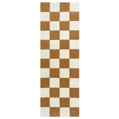 MAISON DEUX Vloerkleed Checkerboard Terra- 165 x 55 cm