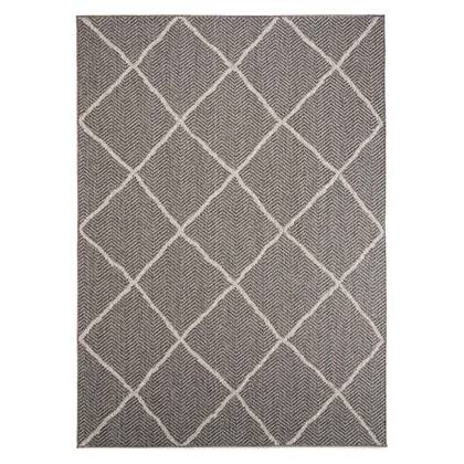 Boho&me Balkonkleed Scandinavisch ruiten Verner - grijs| - 66x230 Crème