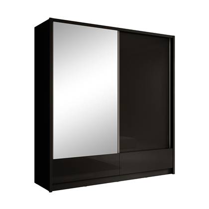 Meubella Kledingkast Rumba - Zwart - 204 cm - Met spiegel