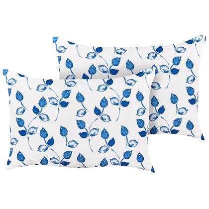 Beliani-TORBORA-Tuinkussen set van 2-Blauw|Wit-40 x 60 cm-Polyester