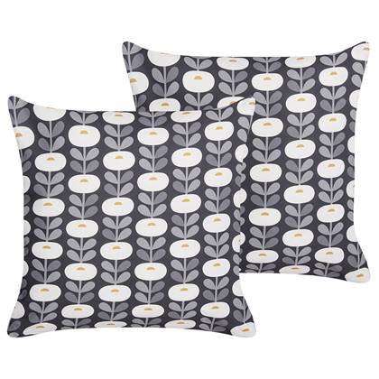 Beliani-VALSORDA-Tuinkussen set van 2-Licht-45 x 45 cm-Polyester Grijs
