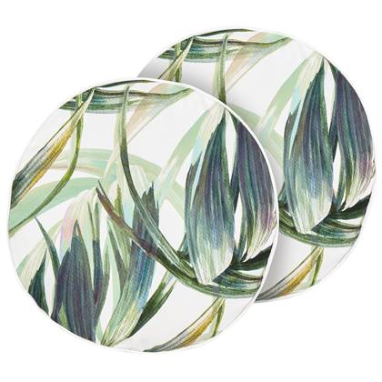 Beliani-CALDERINA-Tuinkussen set van 2-Groen|Wit- 40 cm-Polyester