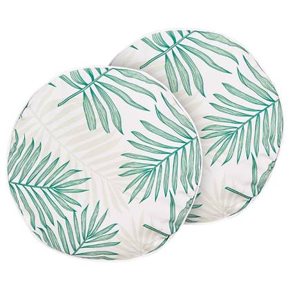 Beliani-POGGIO-Tuinkussen set van 2-Beige| Groen- 40 cm-Polyester