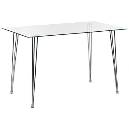 Beliani - WINSTON - Eettafel - Zilver - 70 x 120 cm - Veiligheidsglas