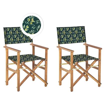 Beliani - CINE - Tuinstoel set van 2 - Groen|Hout|Olijf - Polyester