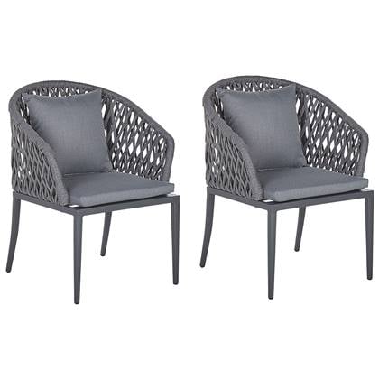 Beliani - LIPARI - Tuinstoel set van 2 - Grijs - Aluminium