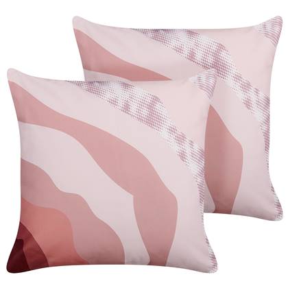 Beliani-CAMPEI-Tuinkussen set van 2-Pastel-45 x 45 cm-Polyester Roze