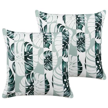 Beliani-TERMINI-Tuinkussen set van 2-Licht-45 x 45 cm-Polyester Groen