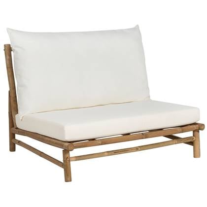 Beliani - TODI - Fauteuil - Lichthout|Wit - Bamboe Bruin
