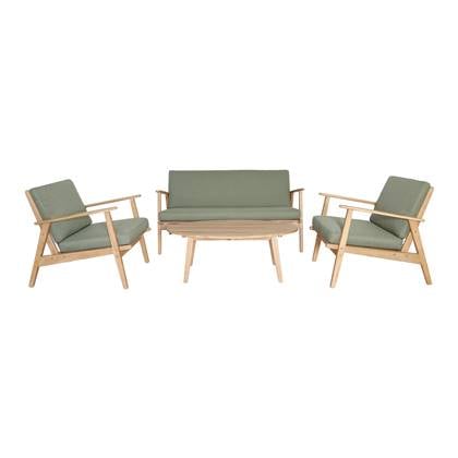 by fonQ Olive Loungeset 2-Zitsbank en Tuinstoelen Acaciahout