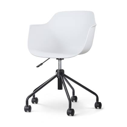 Nolon Nout-Puk Bureaustoel Wit - met Armleuning - Zwart Onderstel