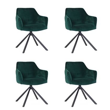Bronx71 Velvet eetkamerstoel Furtado draaibaar - Eetkamerstoelen Groen