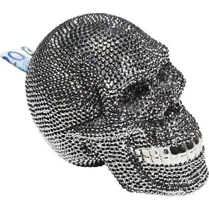Spaarpot Skull Crystal Zilver Kare Design