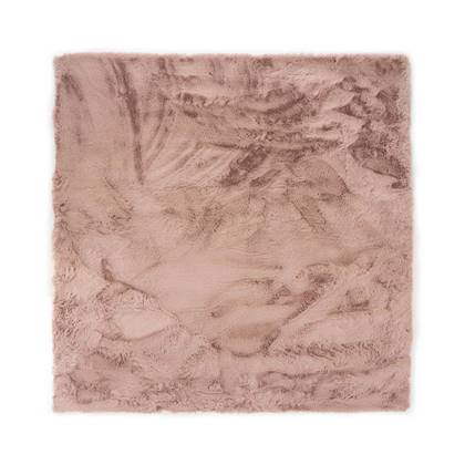 Tapeso Vierkant hoogpolig vloerkleed - Comfy plus - - 100x100 cm Roze