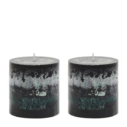 Riviera Maison - Kaarsen - Pillar Candle ECO black 10x10 - Zwart - Set van 2 stuks
