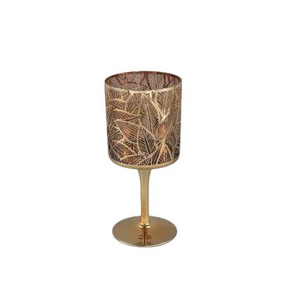 PTMD Windlicht Sariska - 9x9x20 cm - Glas - Goud