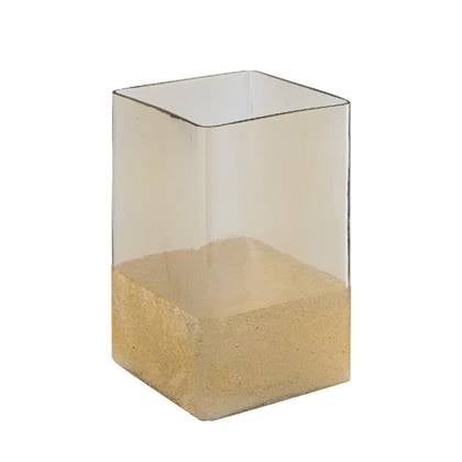 PTMD Windlicht Waya - 15x15x25 cm - Glas - Champagne