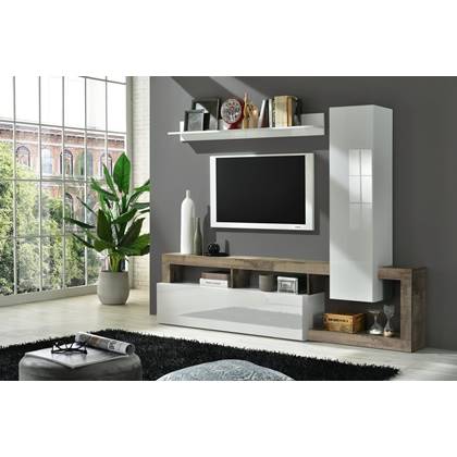 Benvenuto Design Hamburg TV-wandmeubel Set 2 Wit | Eiken