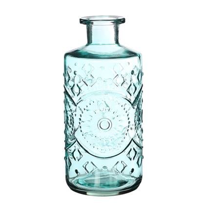 Ideas4seasons Flesvaas Berlin - glas - licht - D9 x H21 cm Blauw