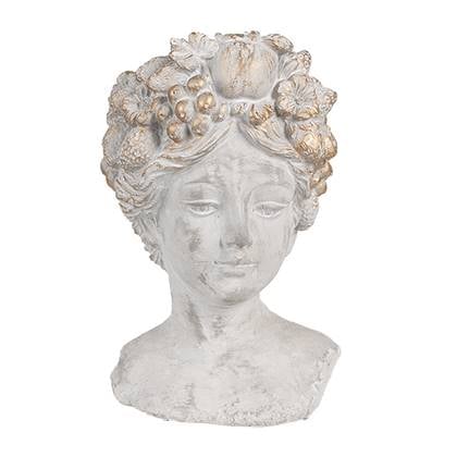 Clayre & Eef Bloempot Binnen Vrouw 14x14x22 cm Grijs Steen Plantenpot
