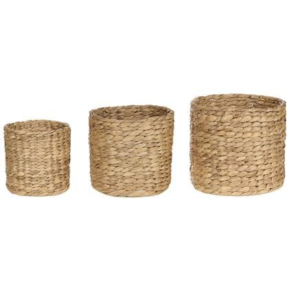 Beliani - RONQUIL - Bloempot set van 3 - Natuurlijk - Waterhyacint Beige