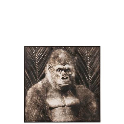 J-Line Schilderij Gorilla Canvas|Hout Donkerbruin