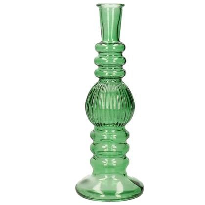 Ideas 4 Seasons Vaas Florence - glas - ribbel - D8,5xH23cm Groen