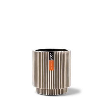 Capi Europe Vaas cilinder Groove Anthracite & Ivory - 19x21 - Ivoor Wit