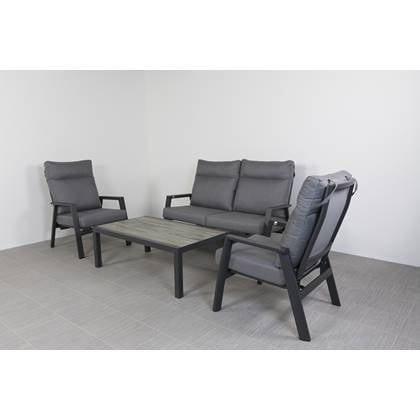 Azoren/Hammelton stoel-bank loungeset 4-delig verstelbaar - Antraciet