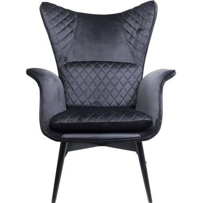 Kare Design Tudor Fauteuil - Fluweel Zwart