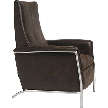 Kare Design Lazy Relaxfauteuil - Bruin Vintage Kunstleer - RVS Frame