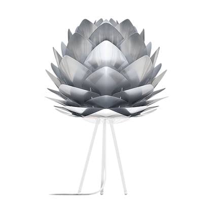 Umage Silvia Medium tafellamp brushed steel - met tripod wit - Ø 50 cm