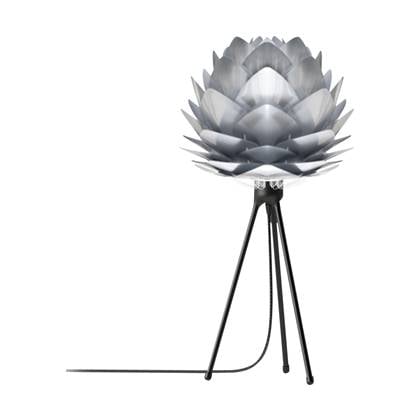 Umage Silvia Mini tafellamp brushed steel - met tripod zwart - Ø 32 cm
